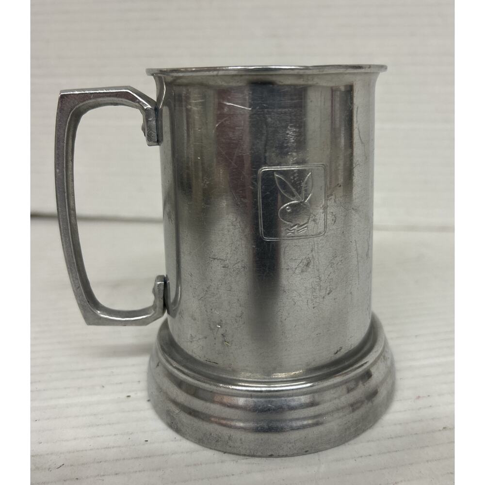 Vintage Playboy Bunny Tankard Aluminum Stein Mug with Glass Bottom USED